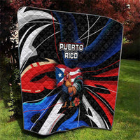 Puerto Rico Rooster Quilt with Flag Design and Tropical Hibiscus Flowers