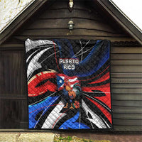 Puerto Rico Rooster Quilt with Flag Design and Tropical Hibiscus Flowers