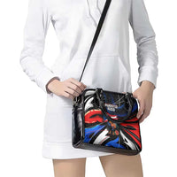 Puerto Rico Rooster Shoulder Handbag with Flag Design and Tropical Hibiscus Flowers