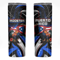 Puerto Rico Rooster Skinny Tumbler with Flag Design and Tropical Hibiscus Flowers