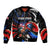 Puerto Rico Rooster Sleeve Zip Bomber Jacket with Flag Design and Tropical Hibiscus Flowers