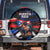 Puerto Rico Rooster Spare Tire Cover with Flag Design and Tropical Hibiscus Flowers