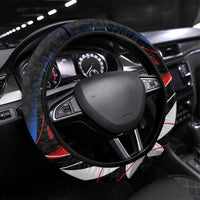 Puerto Rico Rooster Steering Wheel Cover with Flag Design and Tropical Hibiscus Flowers