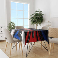 Puerto Rico Rooster Tablecloth with Flag Design and Tropical Hibiscus Flowers