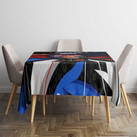 Puerto Rico Rooster Tablecloth with Flag Design and Tropical Hibiscus Flowers