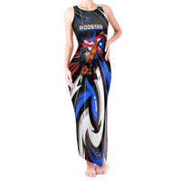 Puerto Rico Rooster Tank Maxi Dress with Flag Design and Tropical Hibiscus Flowers
