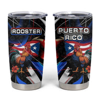 Puerto Rico Rooster Tumbler Cup with Flag Design and Tropical Hibiscus Flowers