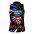 Puerto Rico Rooster Women Sleeveless Polo Shirt with Flag Design and Tropical Hibiscus Flowers
