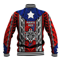 Puerto Rico Baseball Jacket with Tribal Patterns, Flag Emblem, and Taino Symbol Design