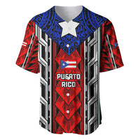 Puerto Rico Baseball Jersey with Tribal Patterns, Flag Emblem, and Taino Symbol Design
