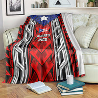 Puerto Rico Blanket with Tribal Patterns, Flag Emblem, and Taino Symbol Design