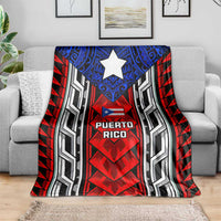 Puerto Rico Blanket with Tribal Patterns, Flag Emblem, and Taino Symbol Design