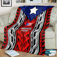 Puerto Rico Blanket with Tribal Patterns, Flag Emblem, and Taino Symbol Design