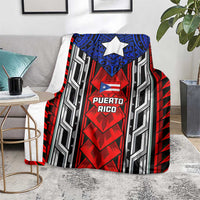 Puerto Rico Blanket with Tribal Patterns, Flag Emblem, and Taino Symbol Design