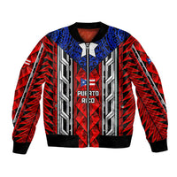 Puerto Rico Bomber Jacket with Tribal Patterns, Flag Emblem, and Taino Symbol Design