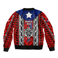 Puerto Rico Bomber Jacket with Tribal Patterns, Flag Emblem, and Taino Symbol Design