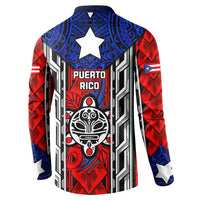 Puerto Rico Button Sweatshirt with Tribal Patterns, Flag Emblem, and Taino Symbol Design