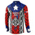 Puerto Rico Button Sweatshirt with Tribal Patterns, Flag Emblem, and Taino Symbol Design