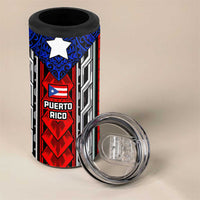 Puerto Rico 4 in 1 Can Cooler Tumbler with Tribal Patterns, Flag Emblem, and Taino Symbol Design