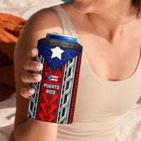 Puerto Rico 4 in 1 Can Cooler Tumbler with Tribal Patterns, Flag Emblem, and Taino Symbol Design