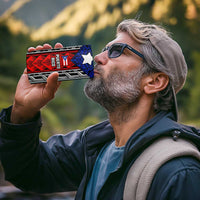 Puerto Rico 4 in 1 Can Cooler Tumbler with Tribal Patterns, Flag Emblem, and Taino Symbol Design