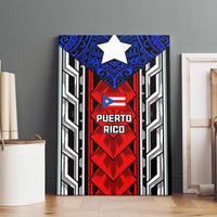 Puerto Rico Canvas Wall Art with Tribal Patterns, Flag Emblem, and Taino Symbol Design