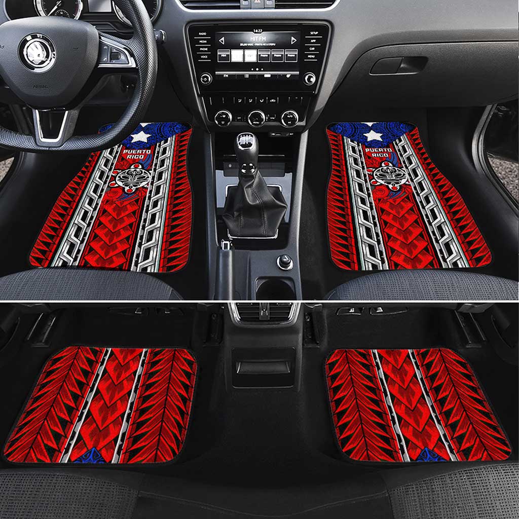 Puerto Rico Car Mats with Tribal Patterns, Flag Emblem, and Taino Symbol Design