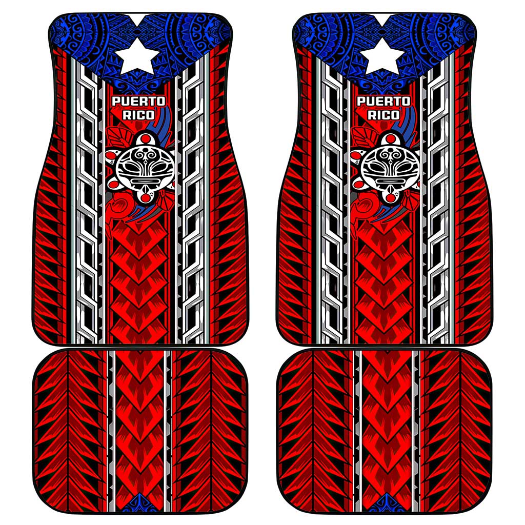 Puerto Rico Car Mats with Tribal Patterns, Flag Emblem, and Taino Symbol Design