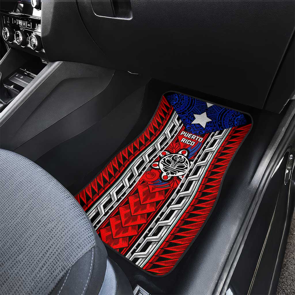 Puerto Rico Car Mats with Tribal Patterns, Flag Emblem, and Taino Symbol Design