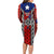 Puerto Rico Family Matching Long Sleeve Bodycon Dress and Hawaiian Shirt with Tribal Patterns, Flag Emblem, and Taino Symbol Design