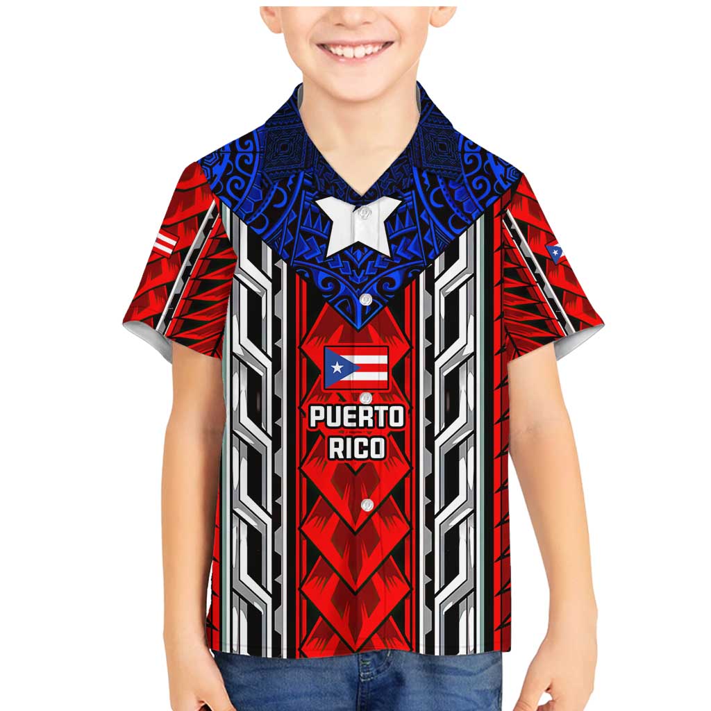 Puerto Rico Family Matching Mermaid Dress and Hawaiian Shirt with Tribal Patterns, Flag Emblem, and Taino Symbol Design