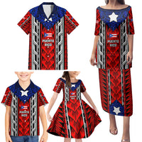 Puerto Rico Family Matching Puletasi and Hawaiian Shirt with Tribal Patterns, Flag Emblem, and Taino Symbol Design