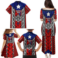 Puerto Rico Family Matching Puletasi and Hawaiian Shirt with Tribal Patterns, Flag Emblem, and Taino Symbol Design