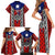 Puerto Rico Family Matching Short Sleeve Bodycon Dress and Hawaiian Shirt with Tribal Patterns, Flag Emblem, and Taino Symbol Design