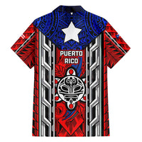 Puerto Rico Family Matching Short Sleeve Bodycon Dress and Hawaiian Shirt with Tribal Patterns, Flag Emblem, and Taino Symbol Design