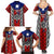 Puerto Rico Family Matching Summer Maxi Dress and Hawaiian Shirt with Tribal Patterns, Flag Emblem, and Taino Symbol Design