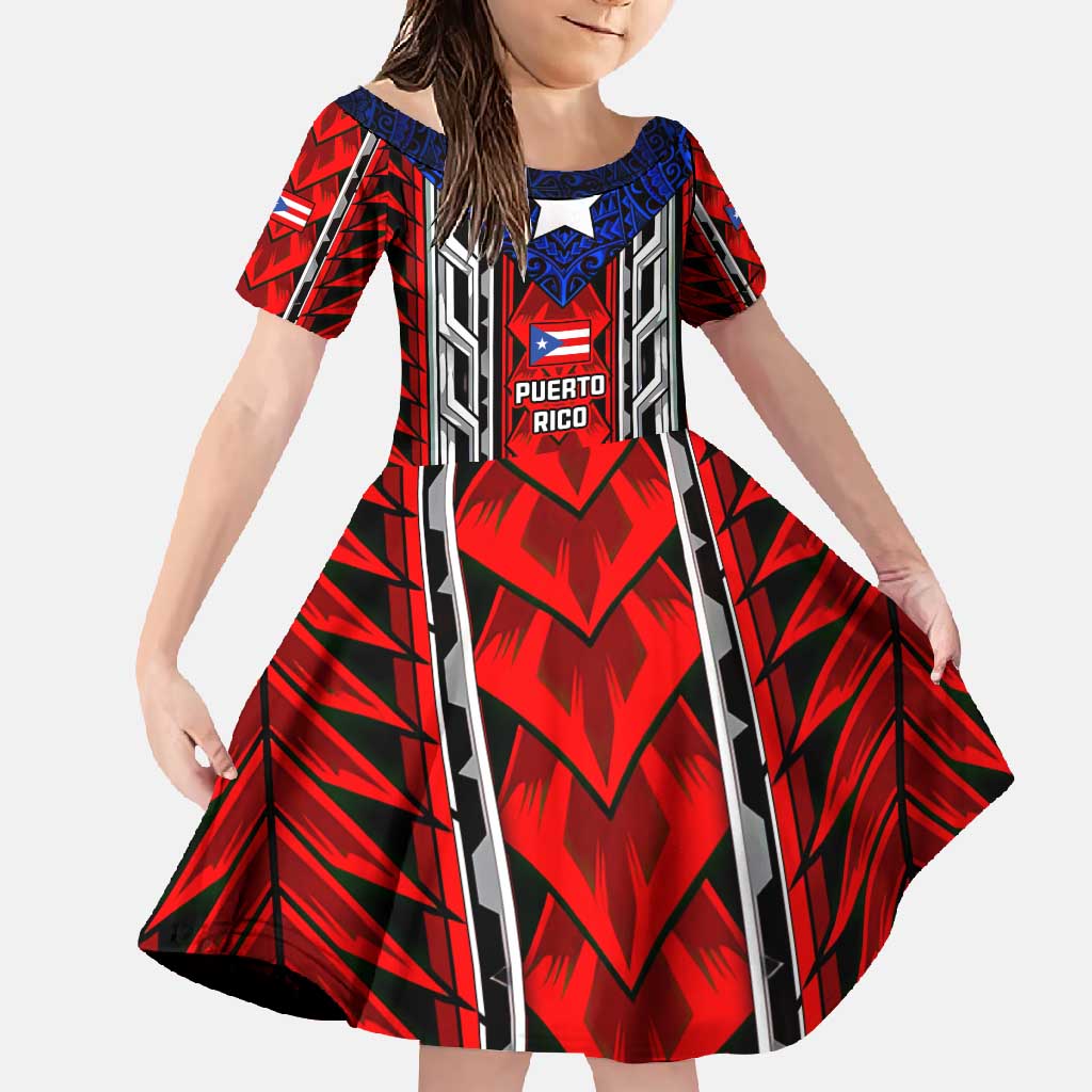 Puerto Rico Family Matching Tank Maxi Dress and Hawaiian Shirt with Tribal Patterns, Flag Emblem, and Taino Symbol Design
