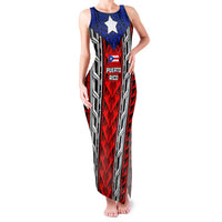 Puerto Rico Family Matching Tank Maxi Dress and Hawaiian Shirt with Tribal Patterns, Flag Emblem, and Taino Symbol Design