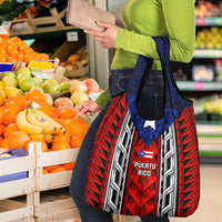Puerto Rico Grocery Bag with Tribal Patterns, Flag Emblem, and Taino Symbol Design