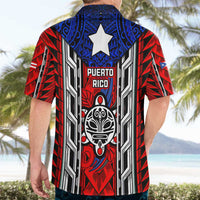 Puerto Rico Hawaiian Shirt with Tribal Patterns, Flag Emblem, and Taino Symbol Design