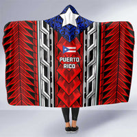 Puerto Rico Hooded Blanket with Tribal Patterns, Flag Emblem, and Taino Symbol Design
