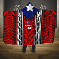 Puerto Rico Hooded Blanket with Tribal Patterns, Flag Emblem, and Taino Symbol Design