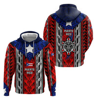 Puerto Rico Hoodie with Tribal Patterns, Flag Emblem, and Taino Symbol Design