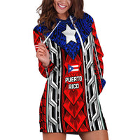 Puerto Rico Hoodie Dress with Tribal Patterns, Flag Emblem, and Taino Symbol Design