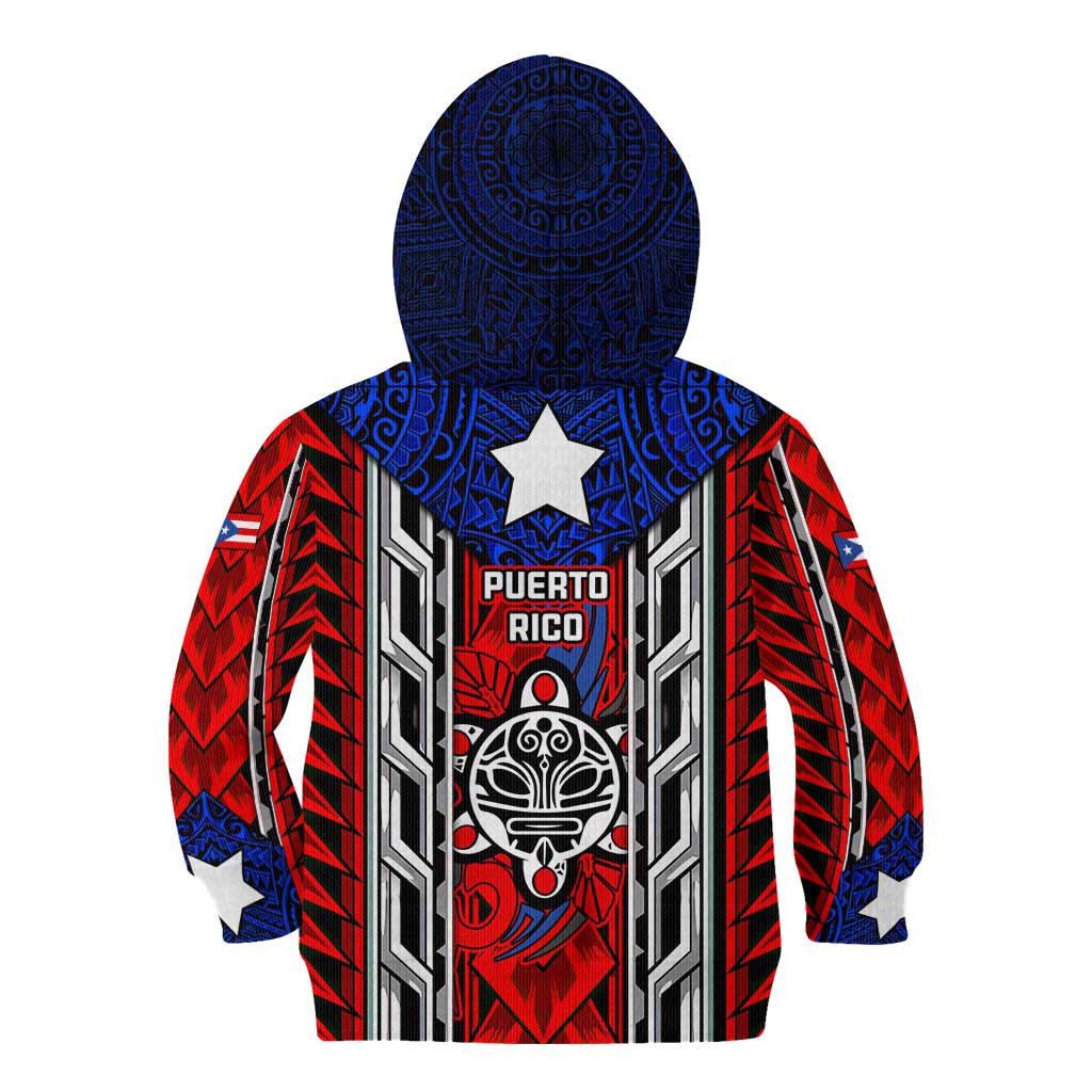 Puerto Rico Kid Hoodie with Tribal Patterns, Flag Emblem, and Taino Symbol Design