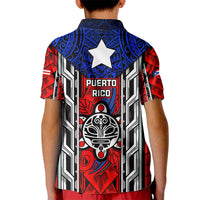 Puerto Rico Kid Polo Shirt with Tribal Patterns, Flag Emblem, and Taino Symbol Design