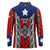 Puerto Rico Long Sleeve Polo Shirt with Tribal Patterns, Flag Emblem, and Taino Symbol Design