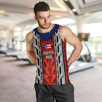 Puerto Rico Men Tank Top with Tribal Patterns, Flag Emblem, and Taino Symbol Design