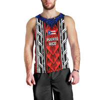 Puerto Rico Men Tank Top with Tribal Patterns, Flag Emblem, and Taino Symbol Design