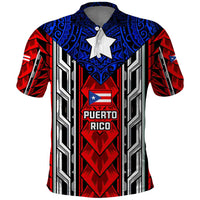 Puerto Rico Polo Shirt with Tribal Patterns, Flag Emblem, and Taino Symbol Design